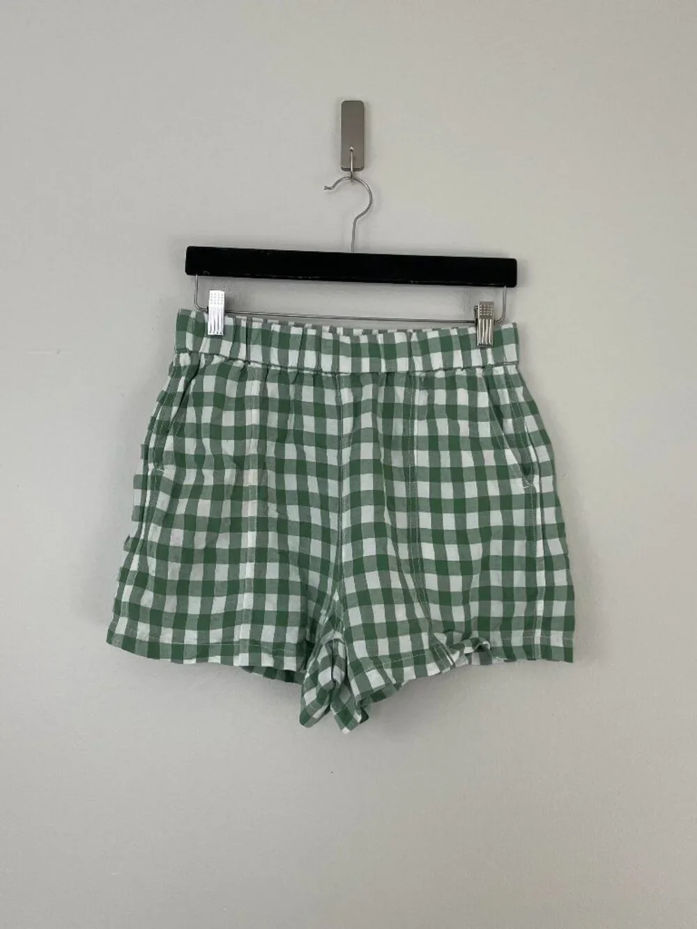 Madewell Linen-Blend Easy Pull-On Shorts in Gingham Check Size Small